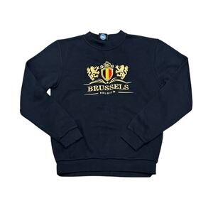 NWOT Brussels Belgium Men’s Navy Crewneck Sweatshirt Embroidered Size M​​​​